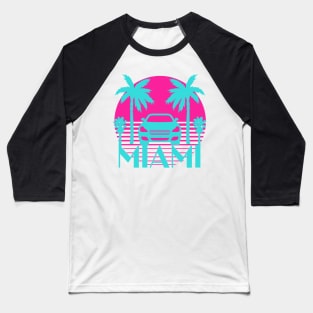 Vintage Miami sunset car and palm trees Baseball T-Shirt